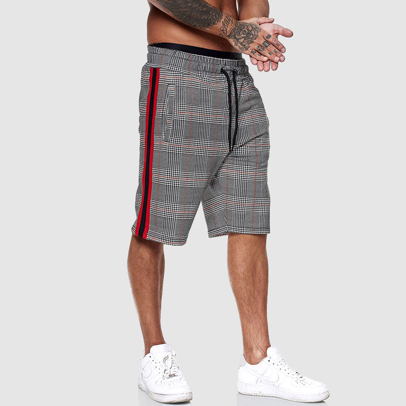 Plaid drawstring knee-length casual shorts for men | Alpha Russo -6