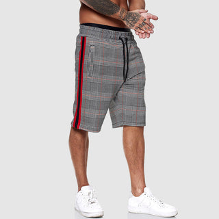 Plaid drawstring knee-length casual shorts for men | Alpha Russo -6