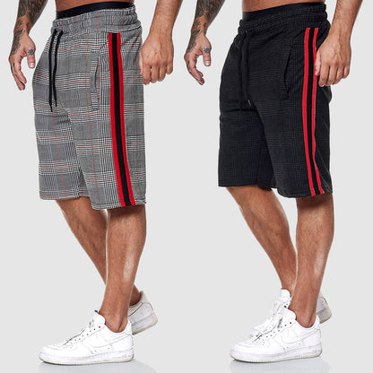 Plaid drawstring knee-length casual shorts for men | Alpha Russo -7
