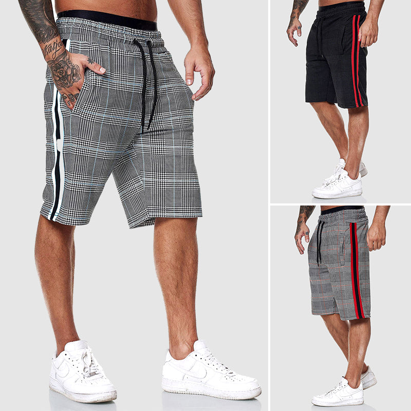 Plaid drawstring knee-length casual shorts for men | Alpha Russo -4