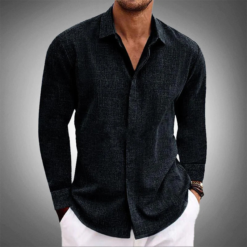 Classic long-sleeve button-up summer shirt for men | Amsterdam Russo -2