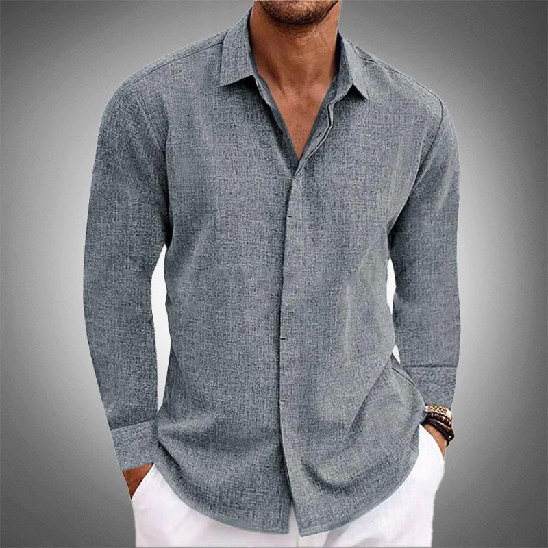 Classic long-sleeve button-up summer shirt for men | Amsterdam Russo -3
