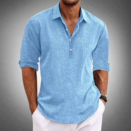 Relaxed lapel-collar short-sleeve casual shirt for men | Sunshine Russo -1