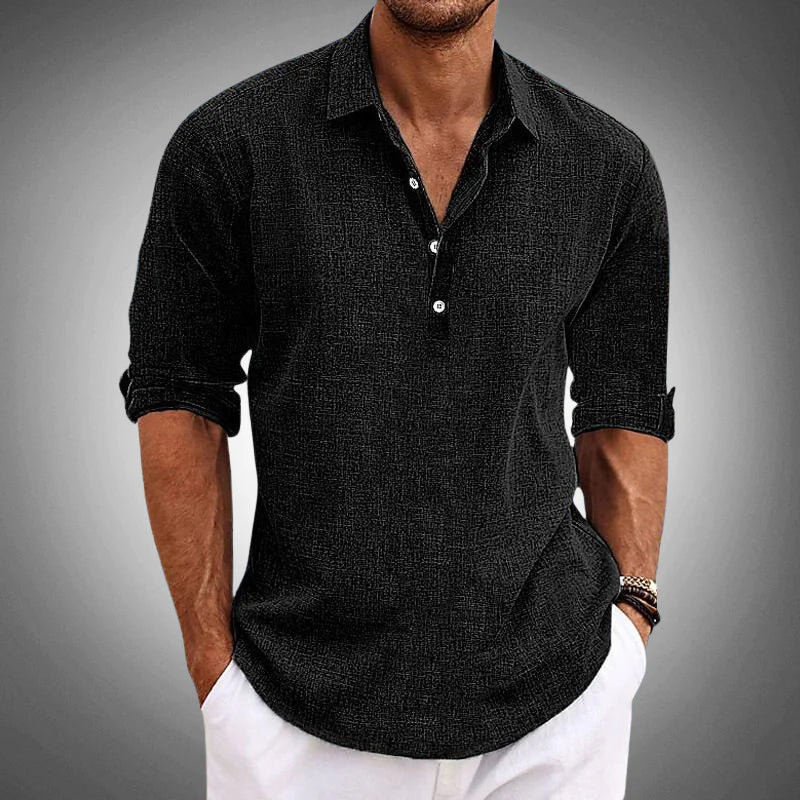 Relaxed lapel-collar short-sleeve casual shirt for men | Sunshine Russo -3