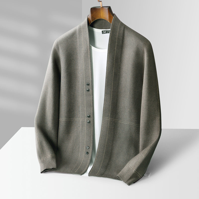 Classic plaid knit button everyday cardigan for men | Weaver Russo -1