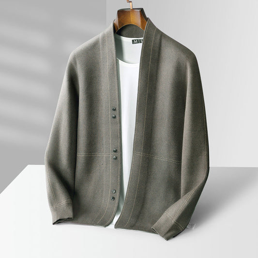 Classic plaid knit button everyday cardigan for men | Weaver Russo -1