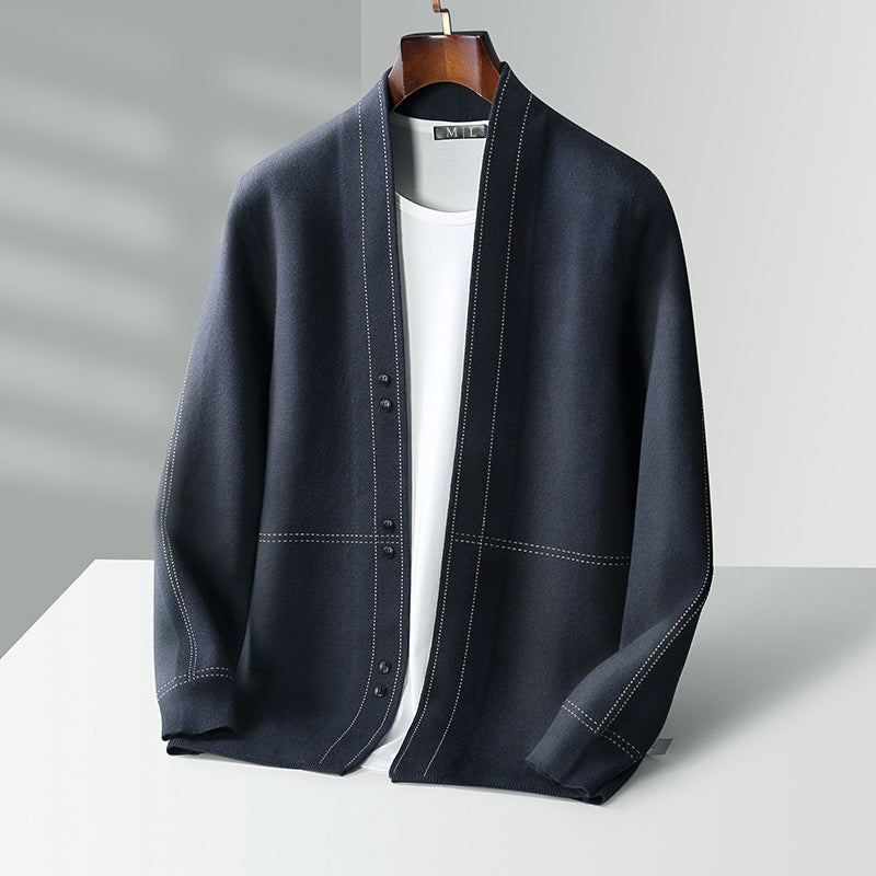 Classic plaid knit button everyday cardigan for men | Weaver Russo -2