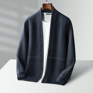 Classic plaid knit button everyday cardigan for men | Weaver Russo -2