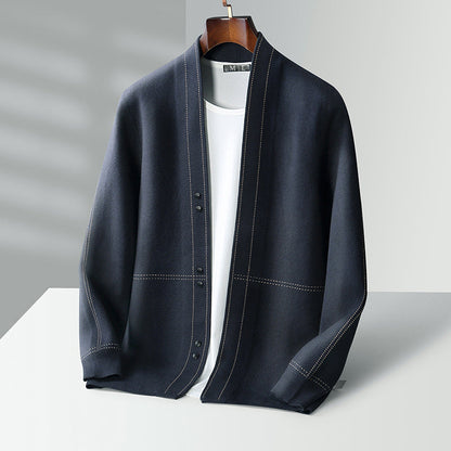 Classic plaid knit button everyday cardigan for men | Weaver Russo -2