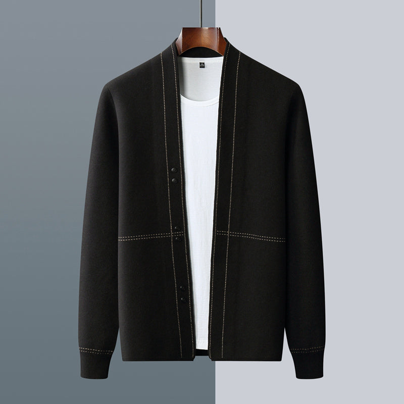 Classic plaid knit button everyday cardigan for men | Weaver Russo -3