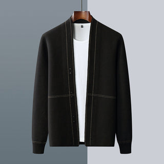 Classic plaid knit button everyday cardigan for men | Weaver Russo -3