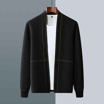 Classic plaid knit button everyday cardigan for men | Weaver Russo -3