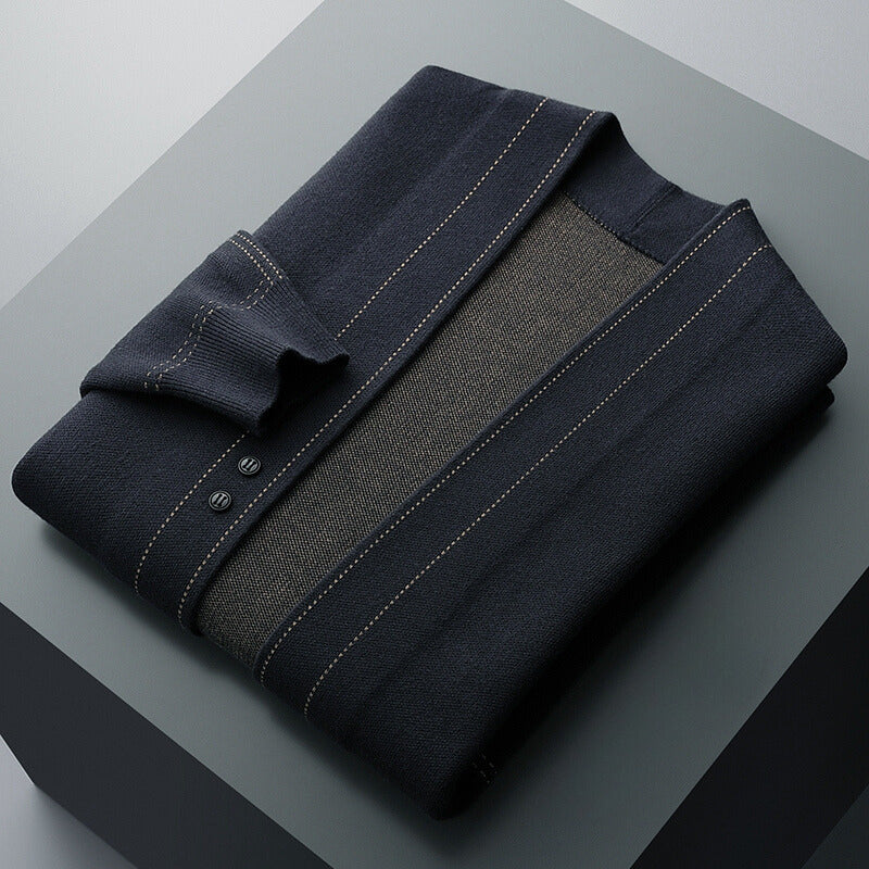 Classic plaid knit button everyday cardigan for men | Weaver Russo -4