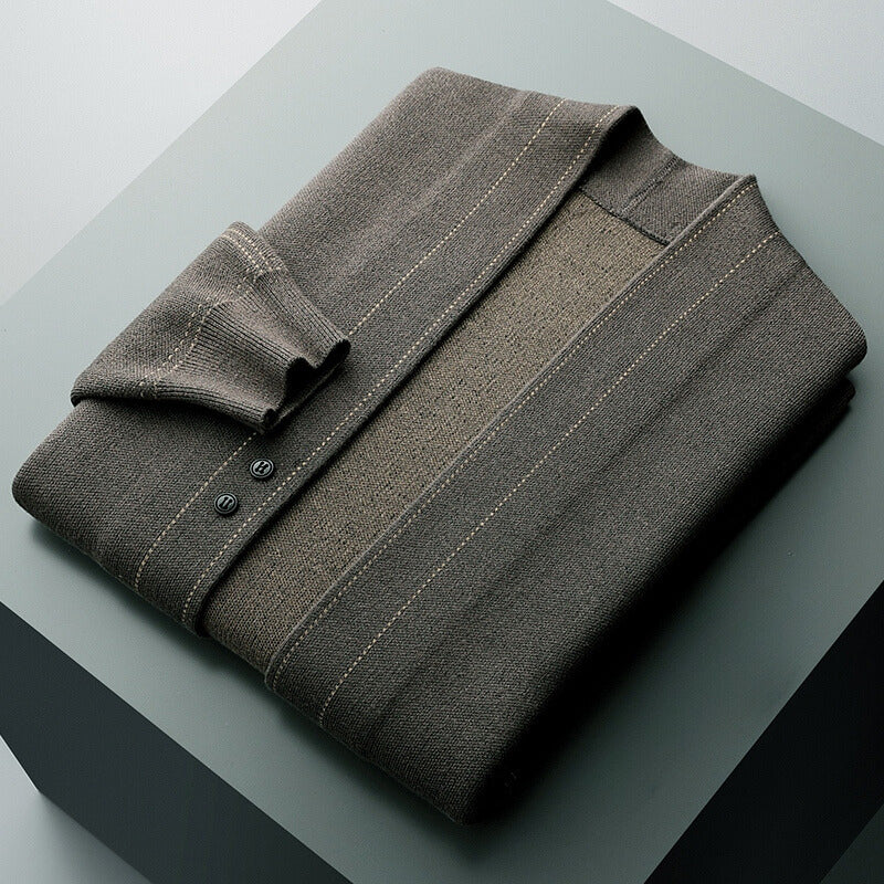 Classic plaid knit button everyday cardigan for men | Weaver Russo -5