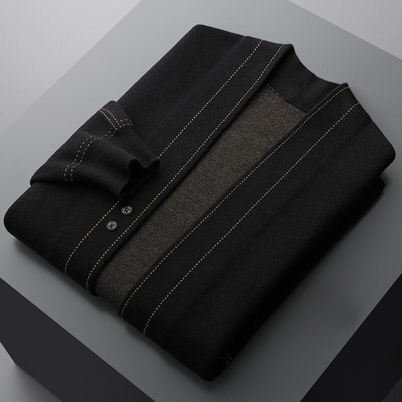 Classic plaid knit button everyday cardigan for men | Weaver Russo -6