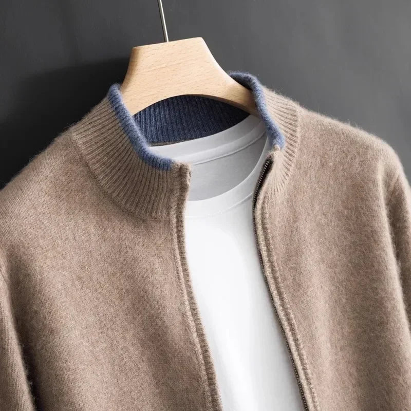 Pure cashmere zip everyday jacket for men | Riku -1