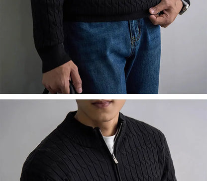 Cable-knit half-zip warm pullover for men | Ellison -7