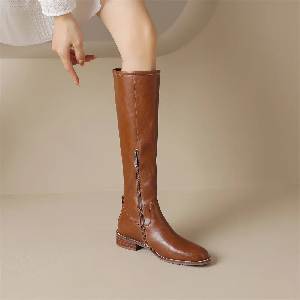 Adeline Knee-High Leather Boots for Women | Seradina