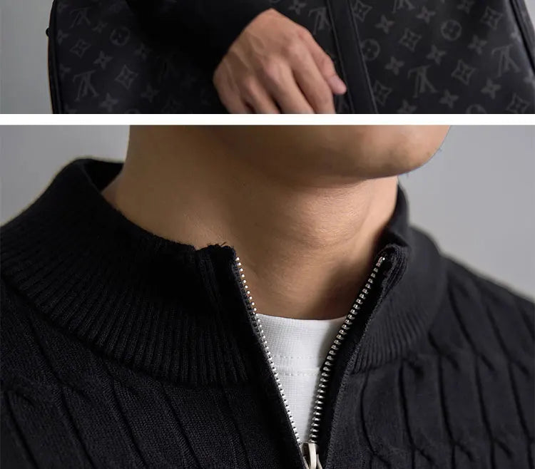 Cable-knit half-zip warm pullover for men | Ellison -15