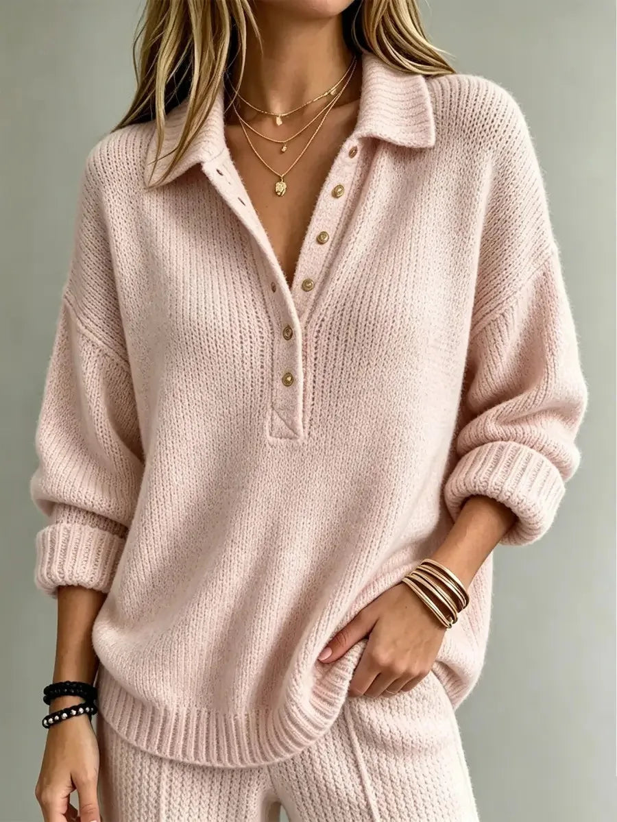 Alma | Women's Button Neck Polo Sweater