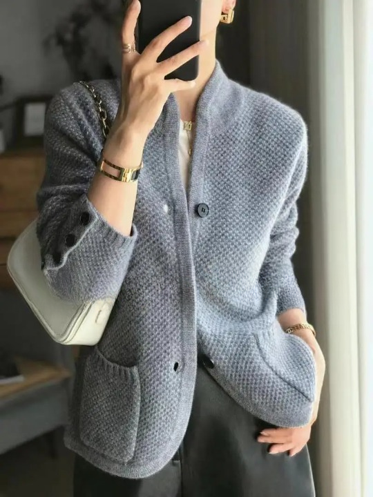 Elegant button-front classic long cardigan for Women | Lucille Élan