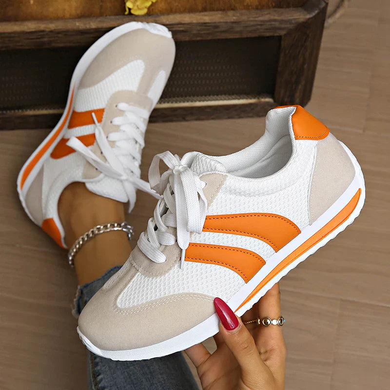 Breathable striped shock-absorbing everyday trainers for women | Isoria -2