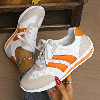 Breathable striped shock-absorbing everyday trainers for women | Isoria -2