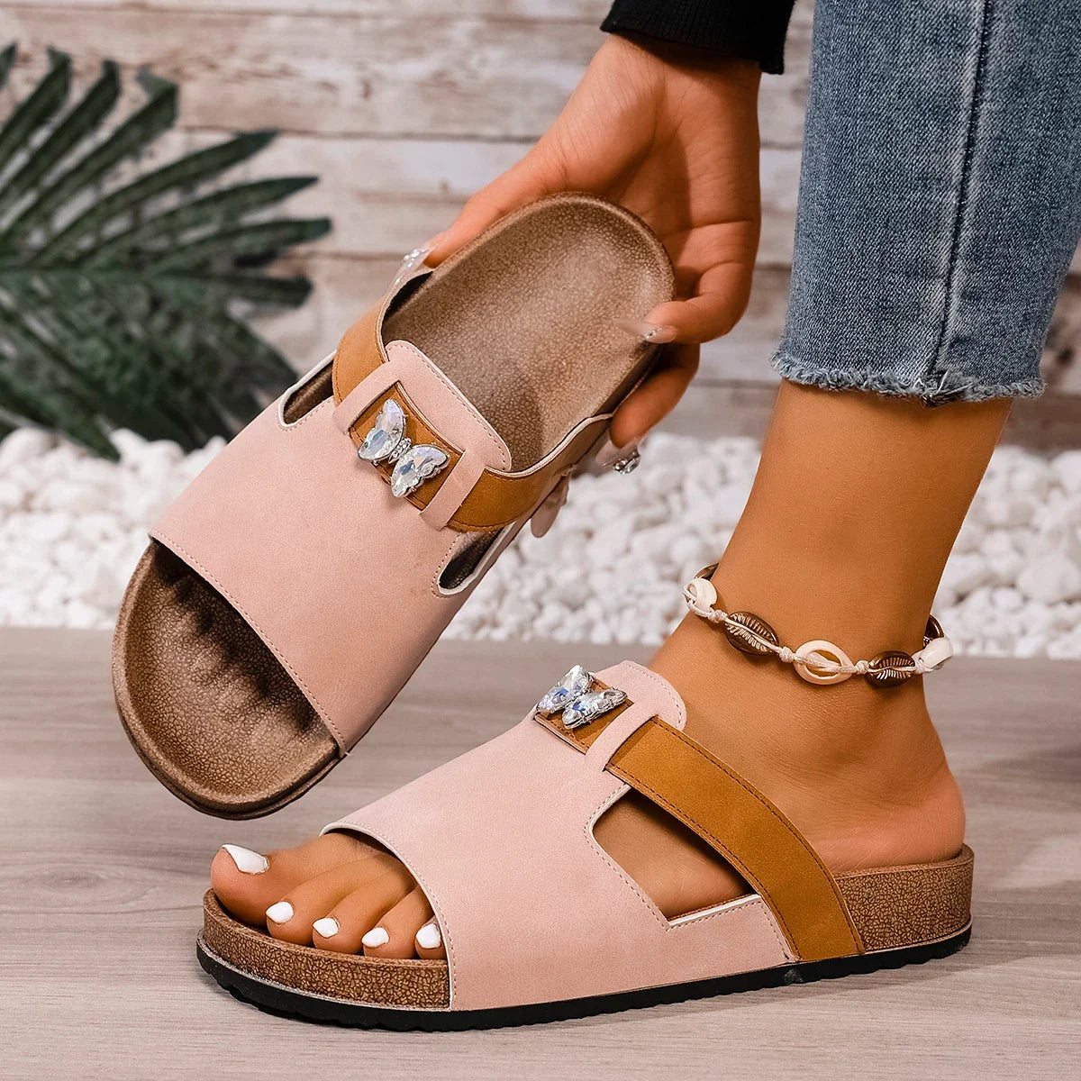 Jasper | Cork Sole Buckle Slide Sandal
