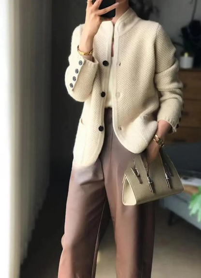 Elegant button-front classic long cardigan for Women | Lucille Élan