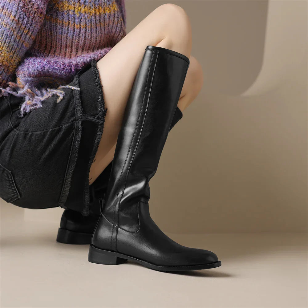 Adeline Knee-High Leather Boots for Women | Seradina
