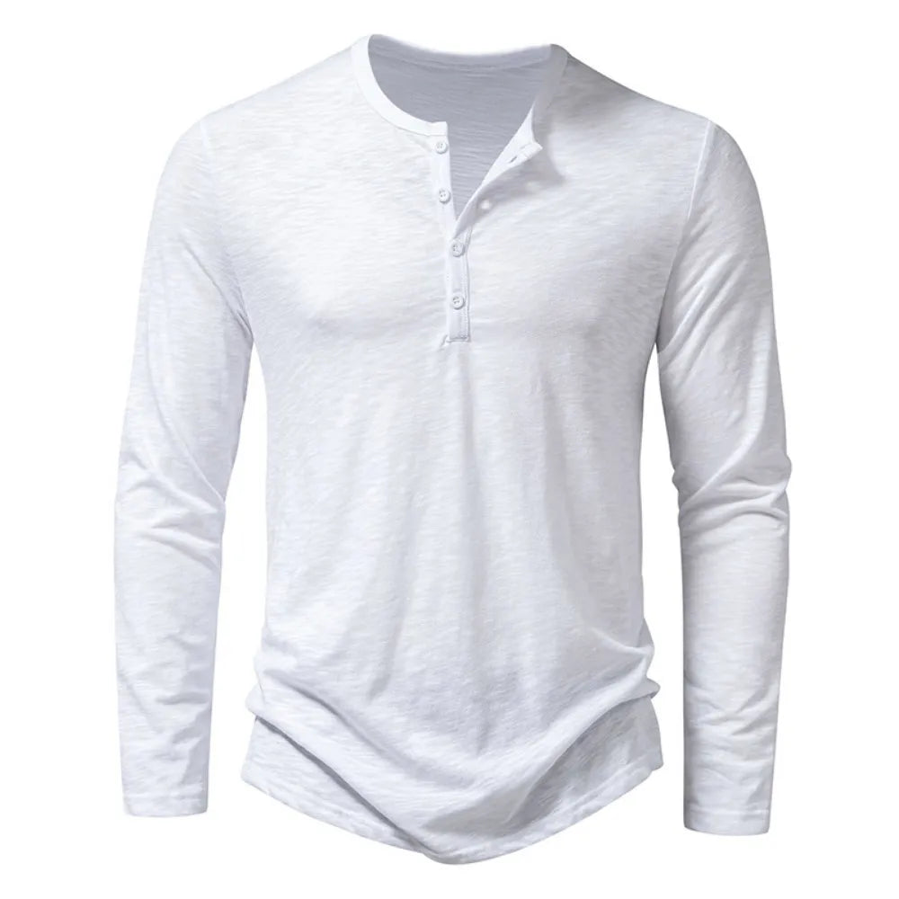 Slim-fit cotton henley casual shirt for men | Dixon -9