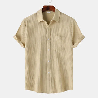 Linen-cotton spread-collar summer shirt for men | Coastal -8
