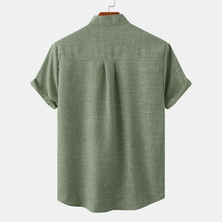 Collarless short-sleeve casual summer shirt for men | Matteo -3