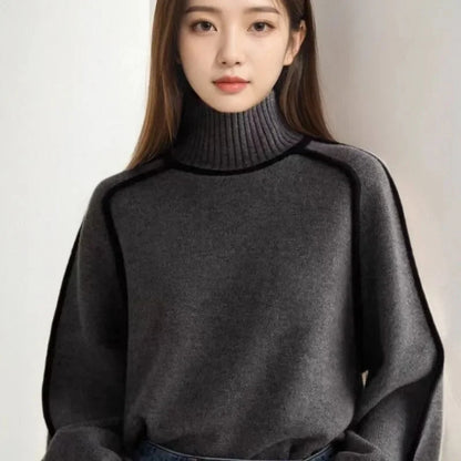 Ottoline | Women's Contrast Piping Turtleneck Sweater