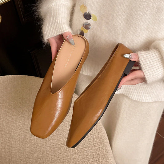 Vegan leather low-cut slip-on everyday flats for women | Vale -1