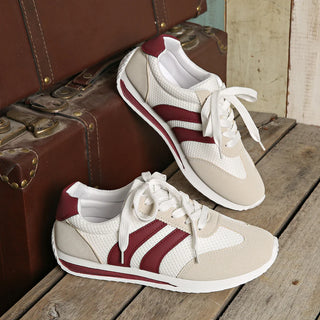 Breathable striped shock-absorbing everyday trainers for women | Isoria -7