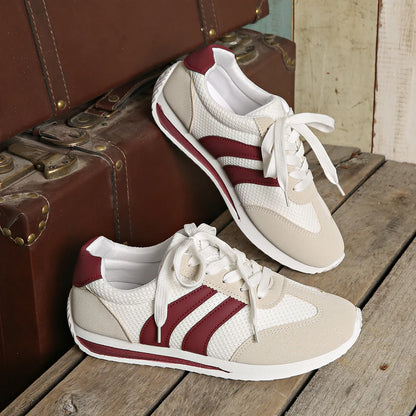 Breathable striped shock-absorbing everyday trainers for women | Isoria -7