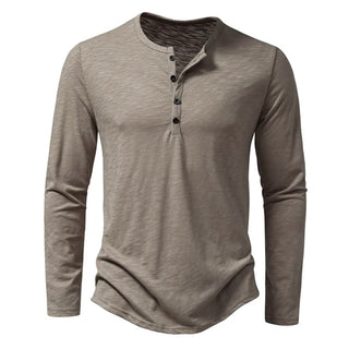 Slim-fit cotton henley casual shirt for men | Dixon -1