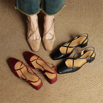 Closed-toe block-heel buckle sandals for women | Cecelia -17