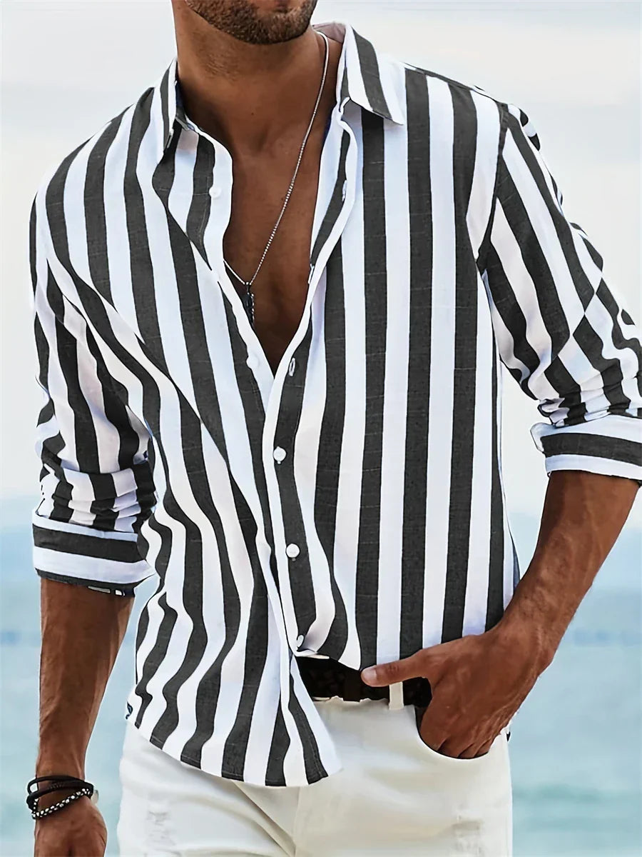 Light striped relaxed summer shirt for men | James Air -5