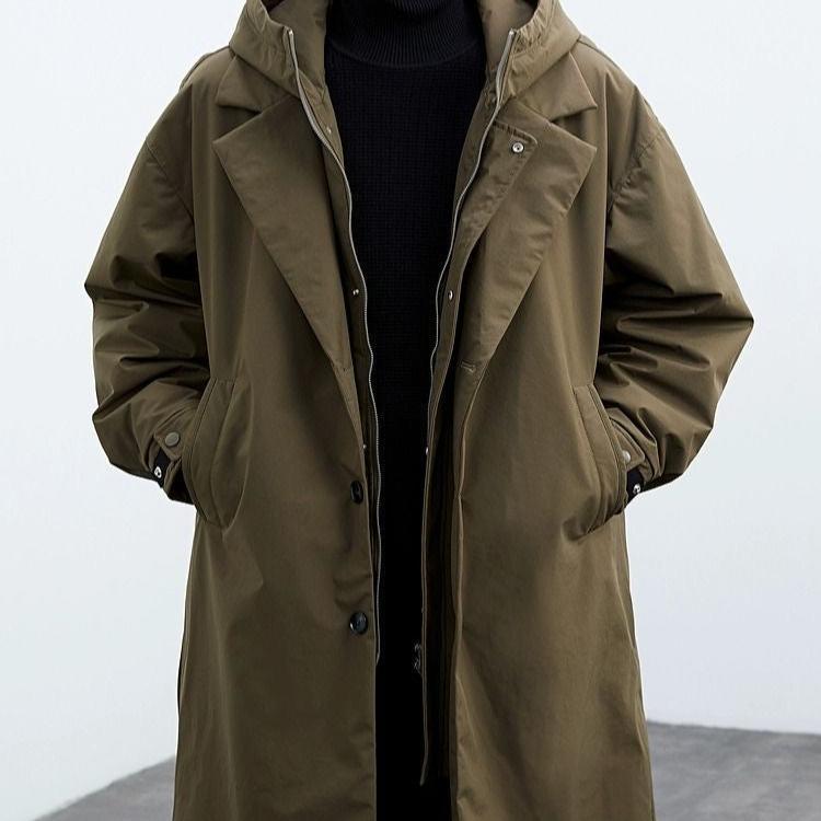 Long hooded zip-front tailored overcoat for men | Kensington -3