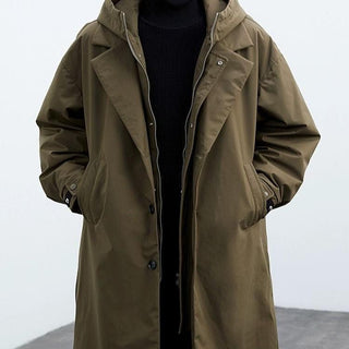 Long hooded zip-front tailored overcoat for men | Kensington -3