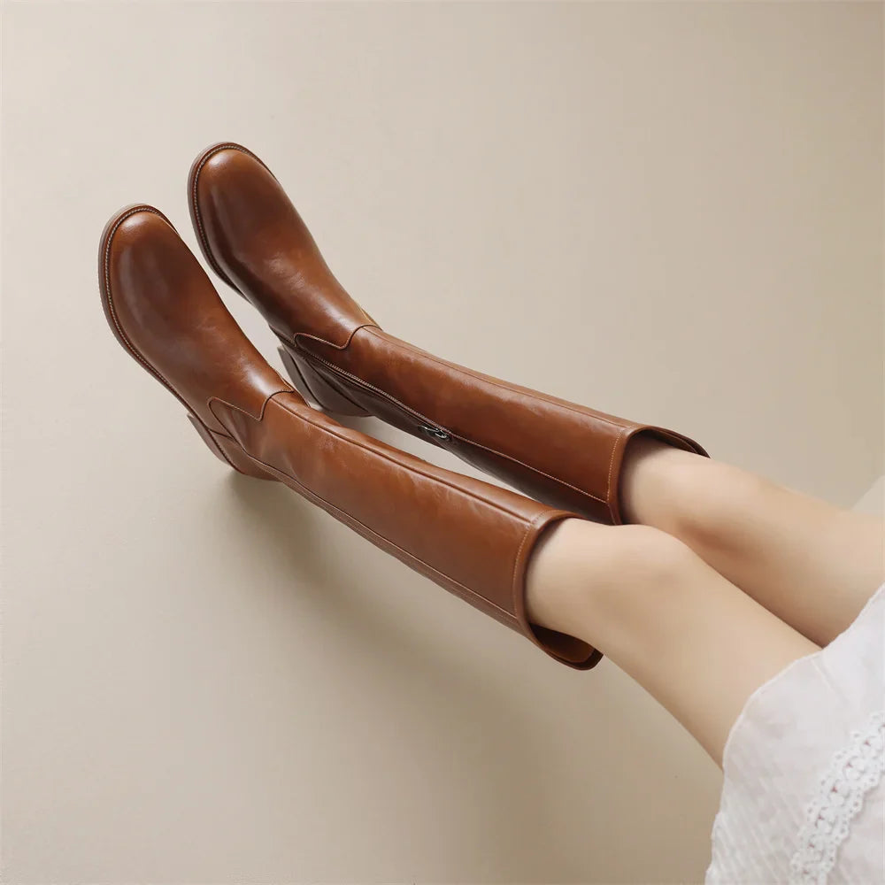 Adeline Knee-High Leather Boots for Women | Seradina