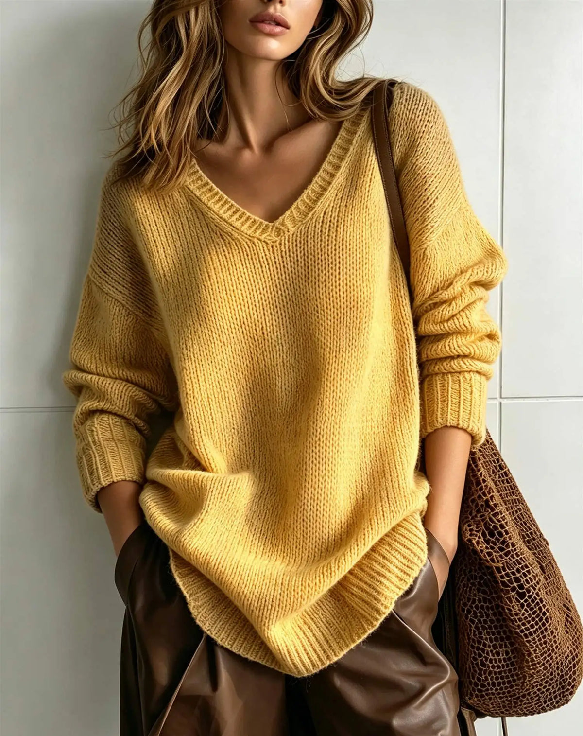 Delphine | Women's V Neck Knit Sweater