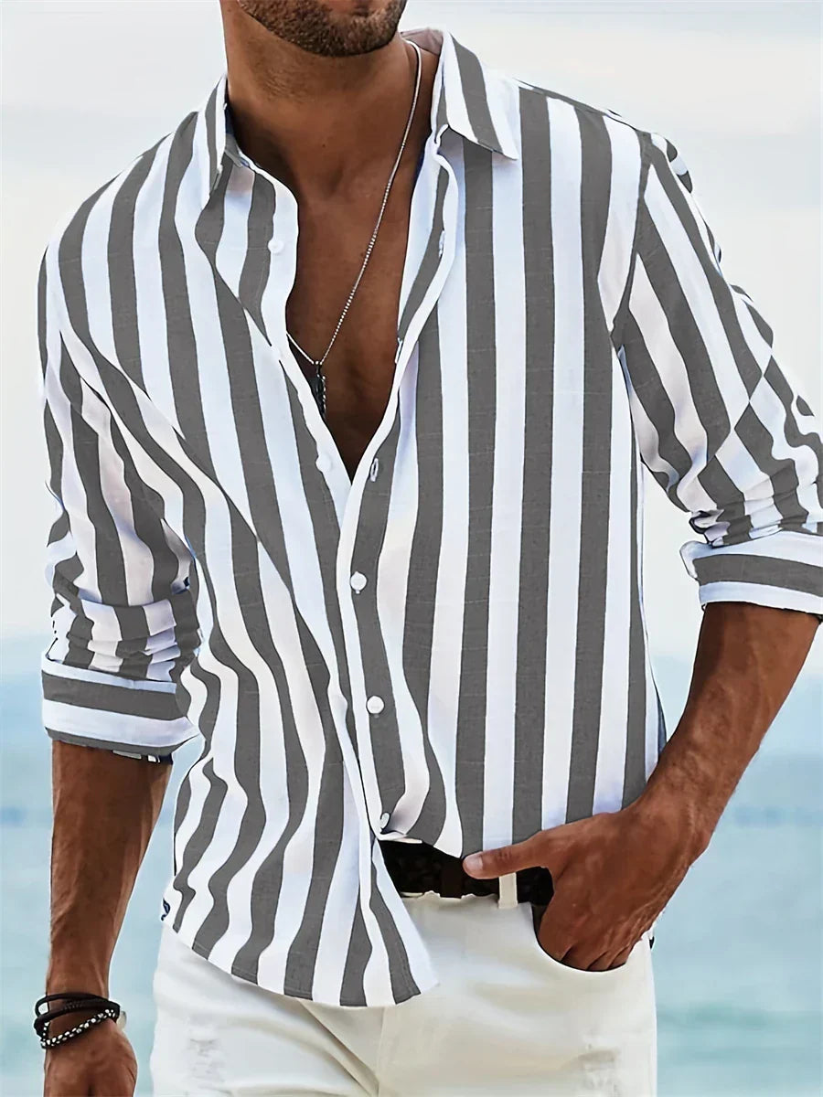 Light striped relaxed summer shirt for men | James Air -2