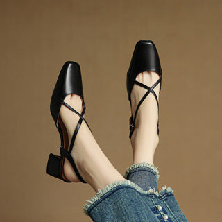 Closed-toe block-heel buckle sandals for women | Cecelia -8