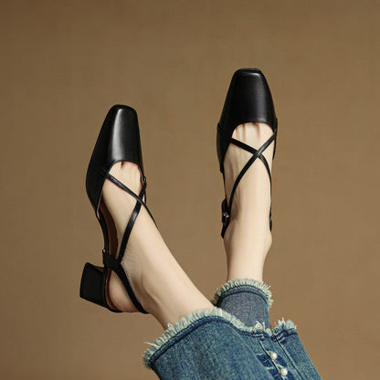Closed-toe block-heel buckle sandals for women | Cecelia -8