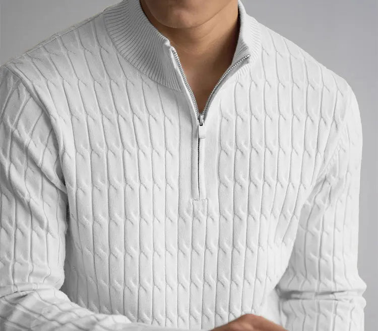 Cable-knit half-zip warm pullover for men | Ellison -20