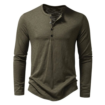 Slim-fit cotton henley casual shirt for men | Dixon -4