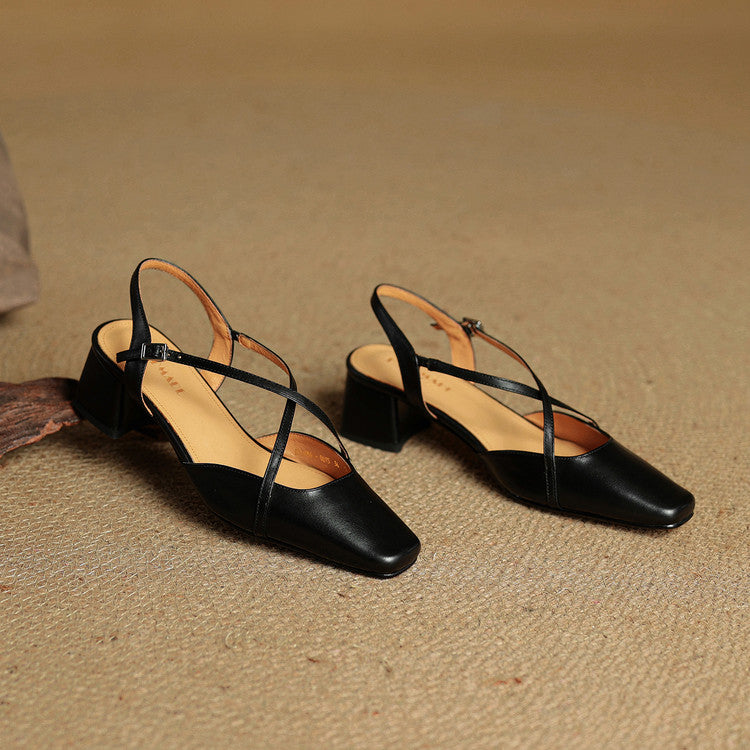 Closed-toe block-heel buckle sandals for women | Cecelia -10